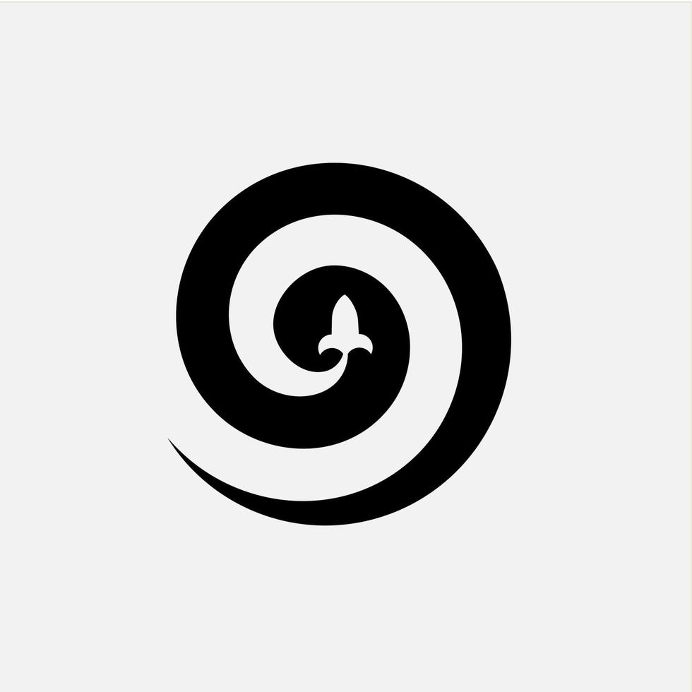 plantilla de diseño de vector de icono de logotipo de espiral y cohete