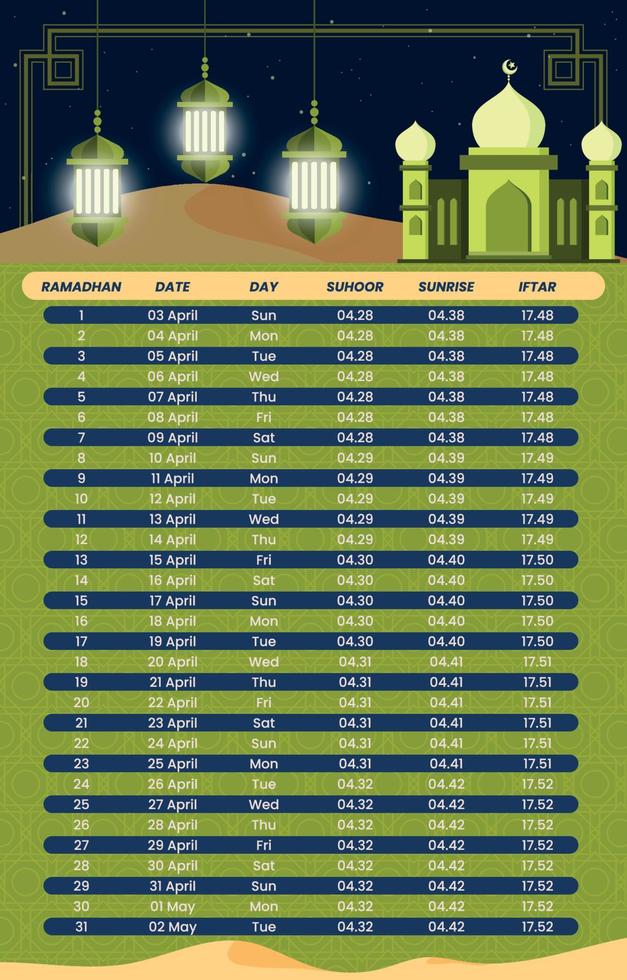 Fasting Month Calendar vector