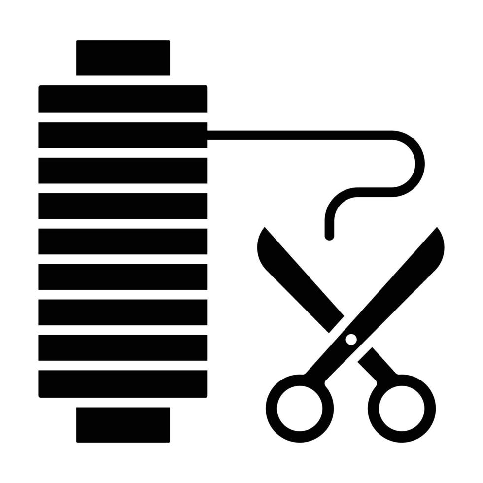 Thread Cut Glyph Icon vector