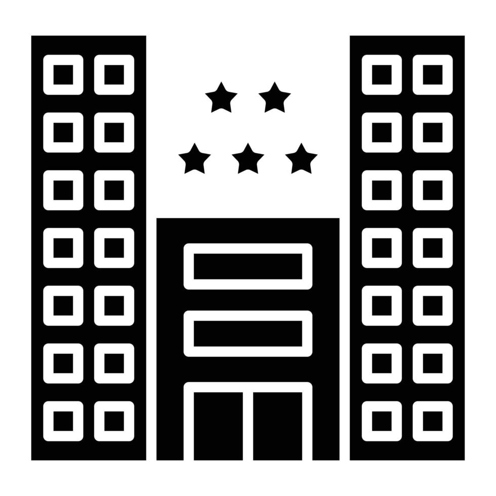 icono de glifo de hotel de 5 estrellas vector