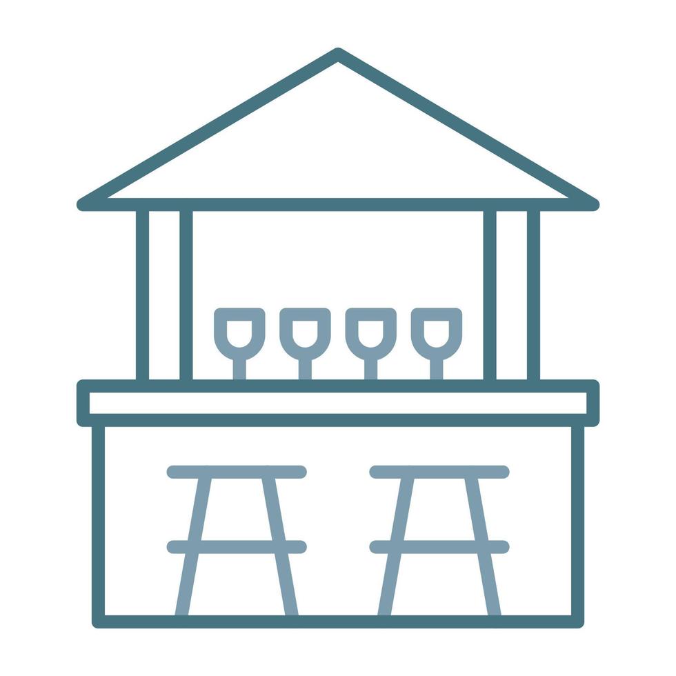 Beach Bar Line Two Color Icon vector
