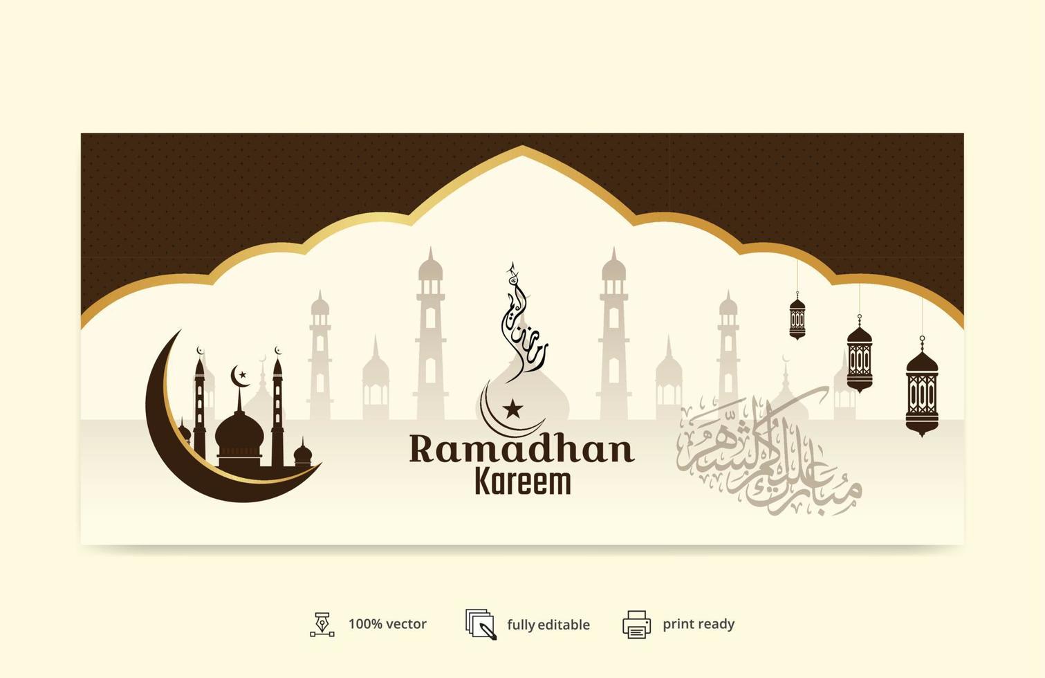 Ramadan kareem traditional islamic festival religious web banner design, social media post vector