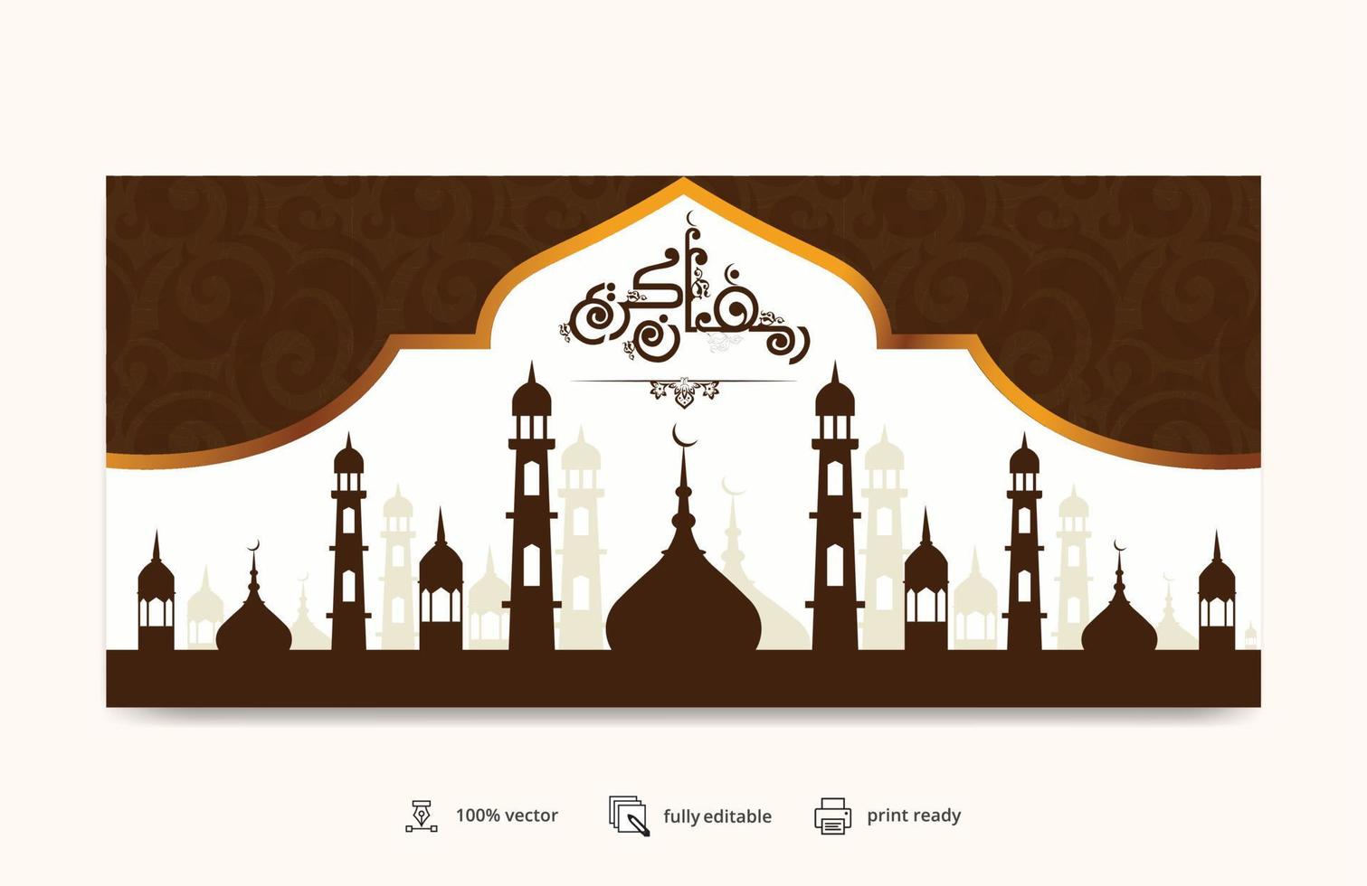 Ramadan kareem traditional islamic festival religious web banner design, social media post vector