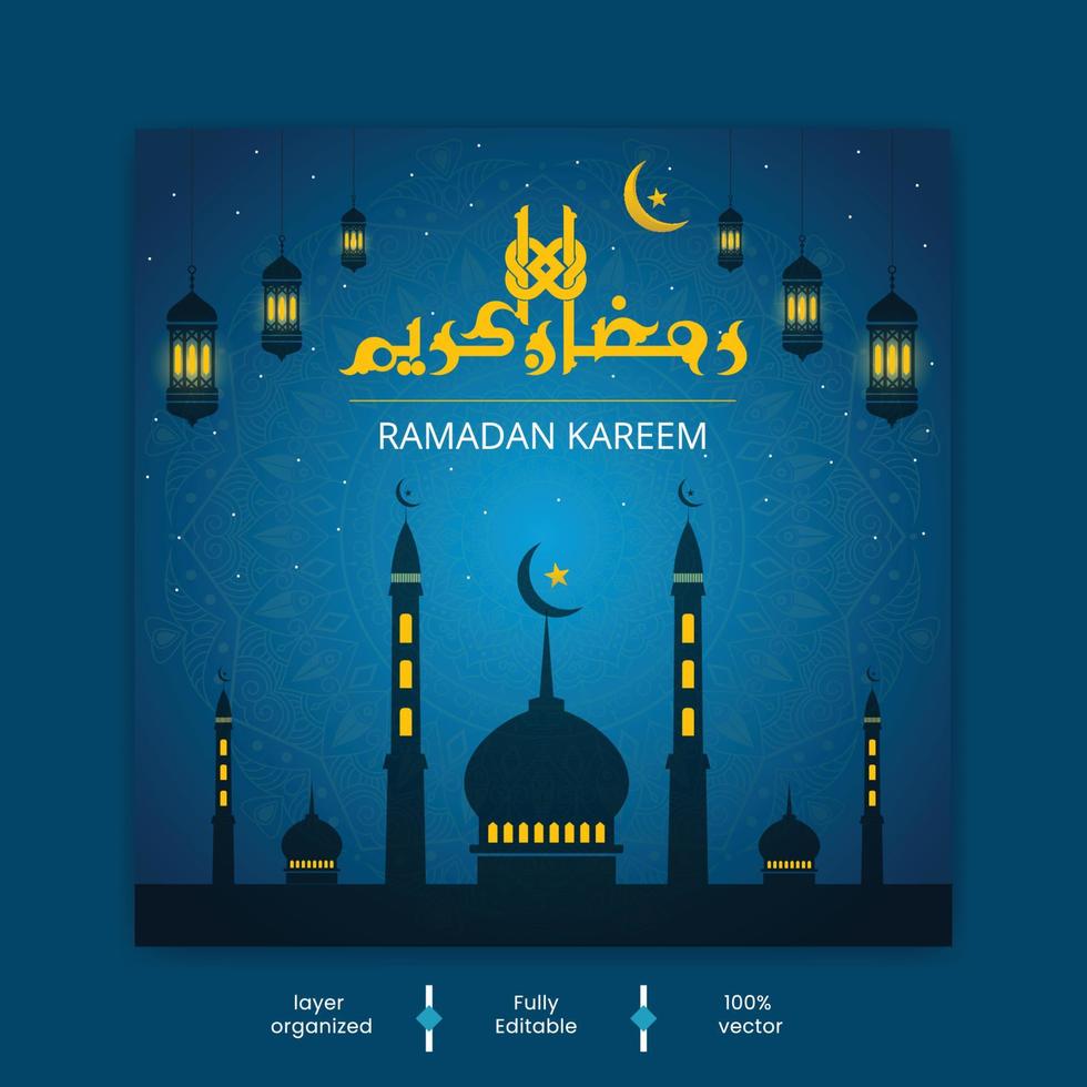 Ramadan kareem traditional islamic festival religious web banner design, social media post vector