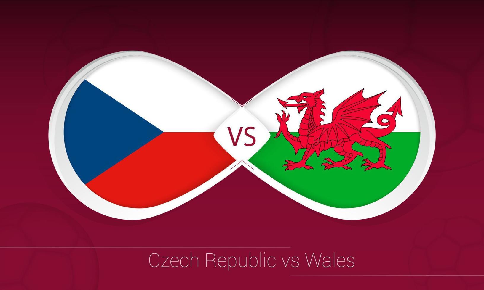 Czech Republic vs Wales in Football Competition, Group E. Versus icon on Football background. vector
