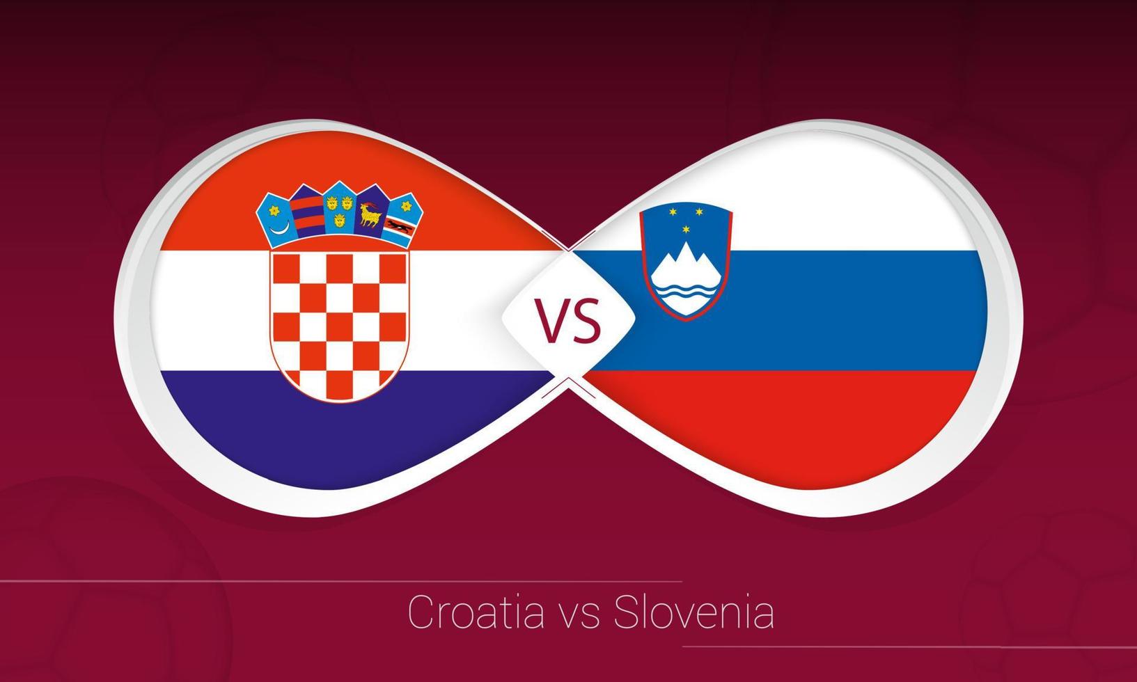 Croatia vs Slovenia in Football Competition, Group H. Versus icon on Football background. vector