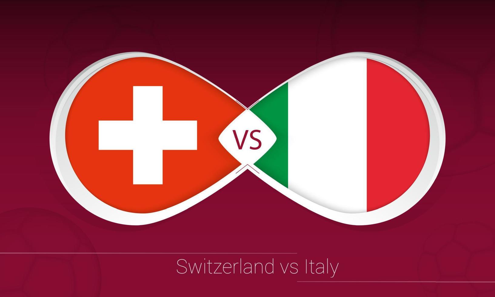 Switzerland vs Italy in Football Competition, Group C. Versus icon on Football background. vector