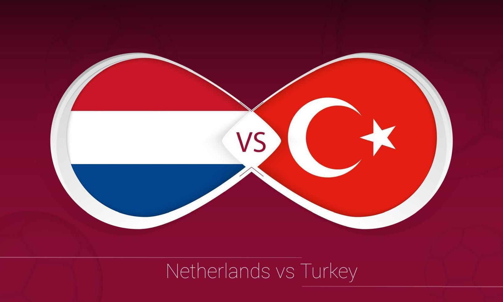 holanda vs turquia en competencia de futbol, grupo g. versus icono en el fondo del fútbol. vector