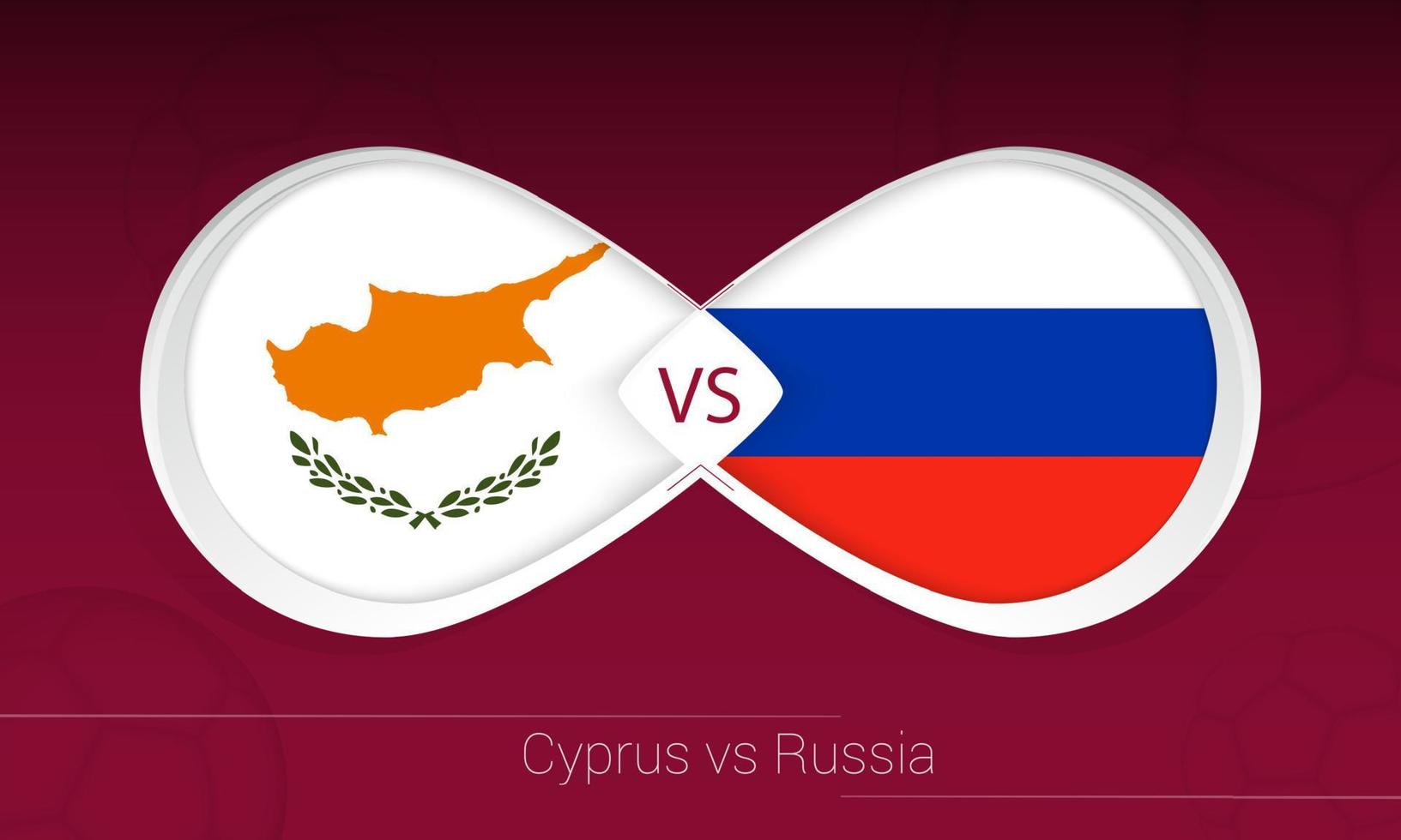 chipre vs rusia en competencia de futbol, grupo h. versus icono en el fondo del fútbol. vector