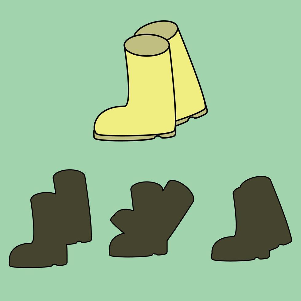 acertijo de zapatos de sombra. ilustración vectorial para niños vector