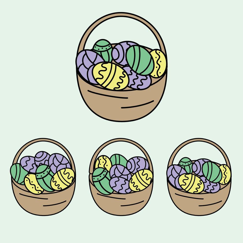 Puzzle for kids with easter eggs, find the same ones. Vector illustration for children.