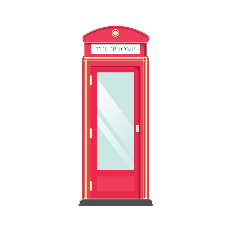 Red Telephone Booth Flat Illustration. Clean Icon Design Element on Isolated White Background vector