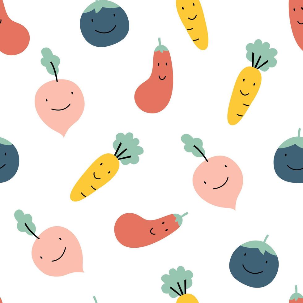 vegetable seamless vector pattern on white background