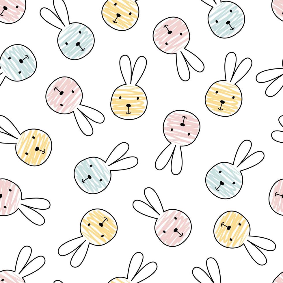 Nursery seamless pattern rabbit face Kids background for prints, wallpapers, textiles Vector Illustration