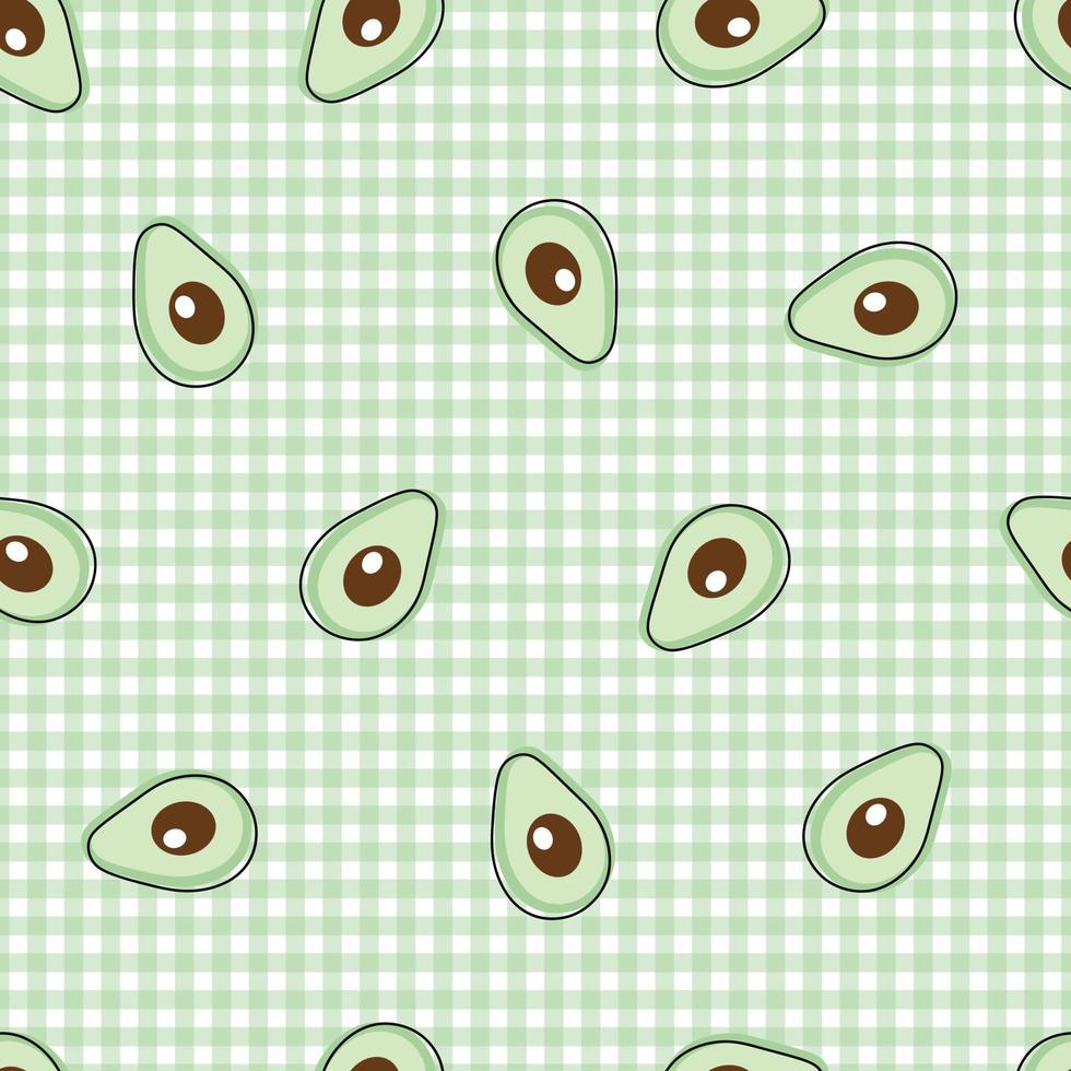 Nursery seamless pattern avocado on a checkered background used for print, wallpaper, textile, vector image
