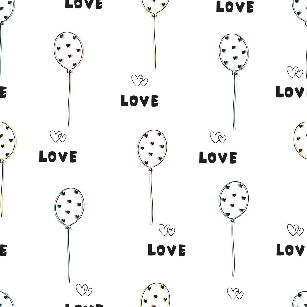 Seamless valentine pattern love day background balloon on white background Use for print, wallpaper, decoration Vector illustration