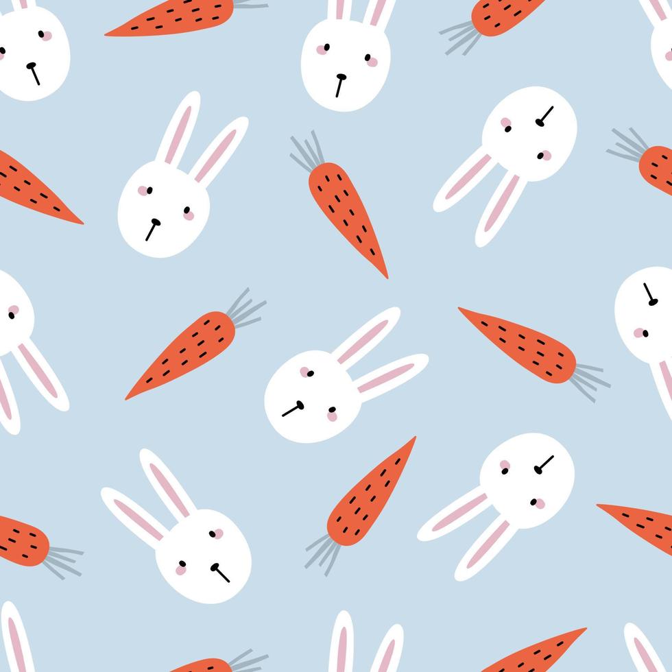 Rabbit and carrot baby seamless pattern Use for prints, decorations, textiles, vector illustration