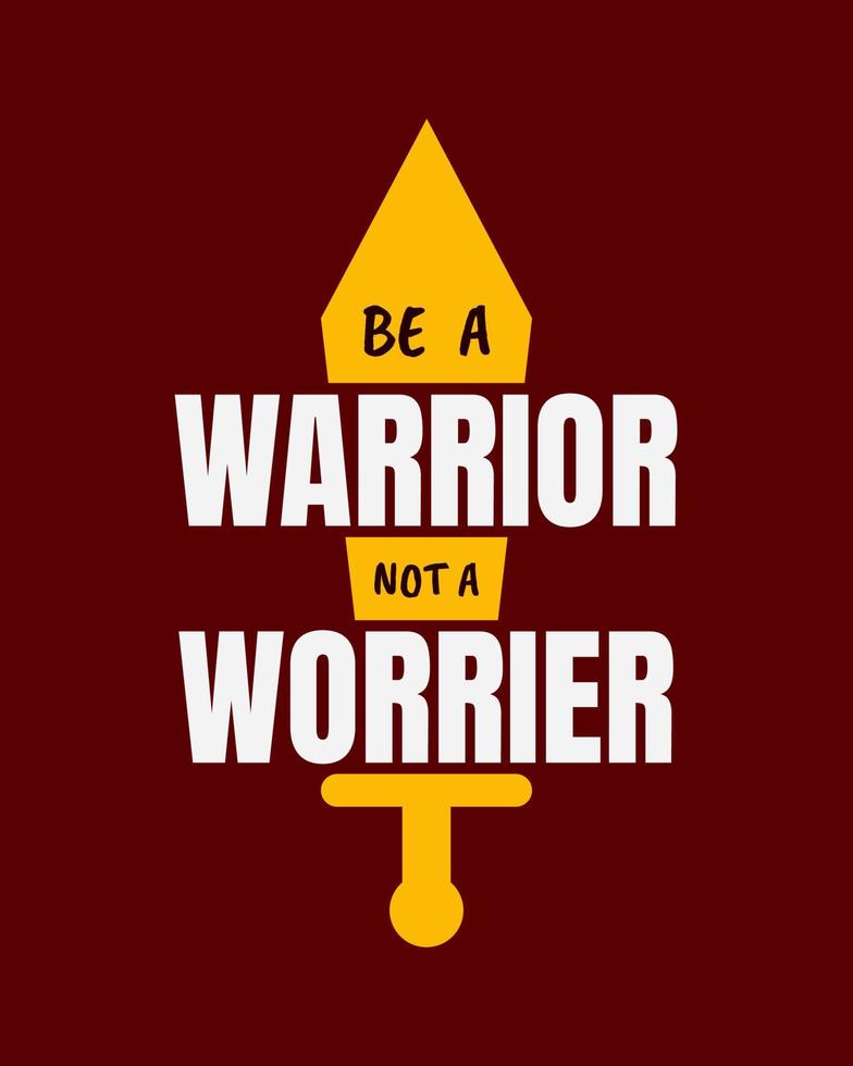 ser un guerrero, no un angustiado. citas tipográficas. Versículo de la Biblia. palabras de motivación. cartel cristiano. vector