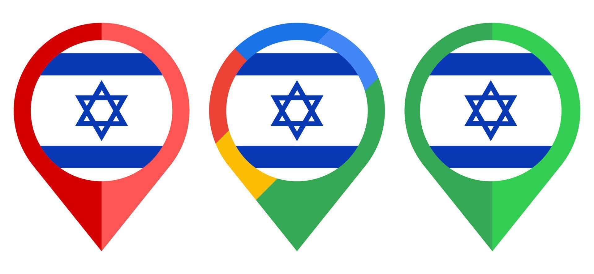 flat map marker icon with israel flag isolated on white background vector