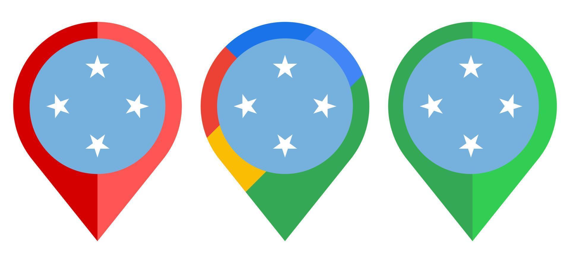 flat map marker icon with micronesia flag isolated on white background vector