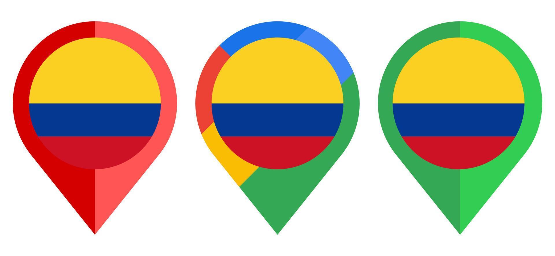 flat map marker icon with colombia flag isolated on white background vector