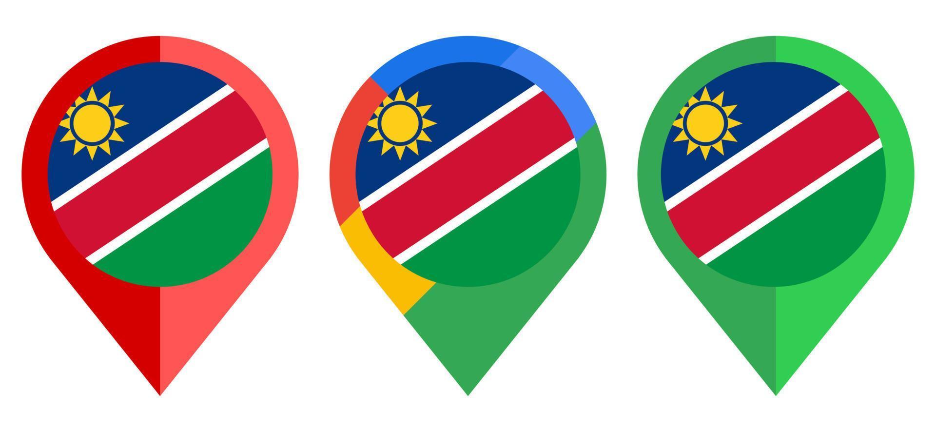 icono de marcador de mapa plano con bandera de namibia aislado sobre fondo blanco vector