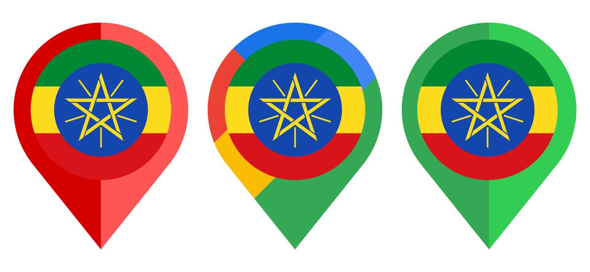 flat map marker icon with ethiopia flag isolated on white background vector