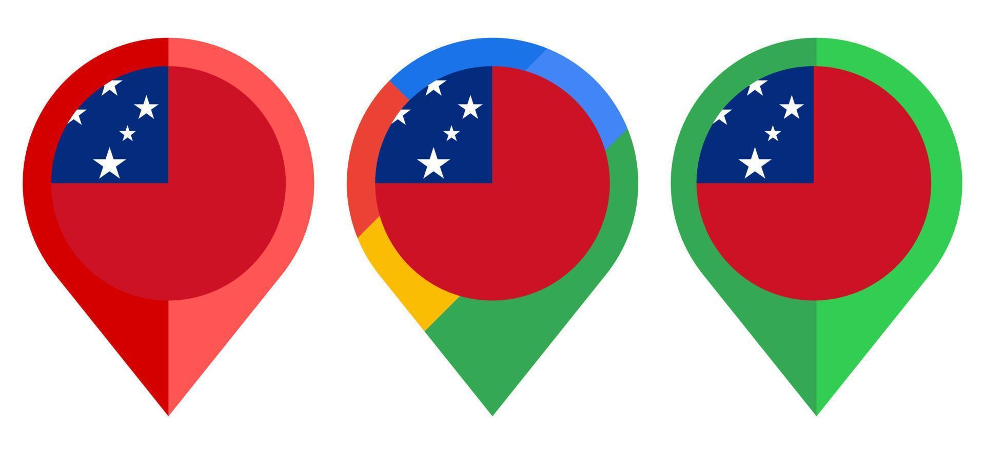 flat map marker icon with samoa flag isolated on white background vector