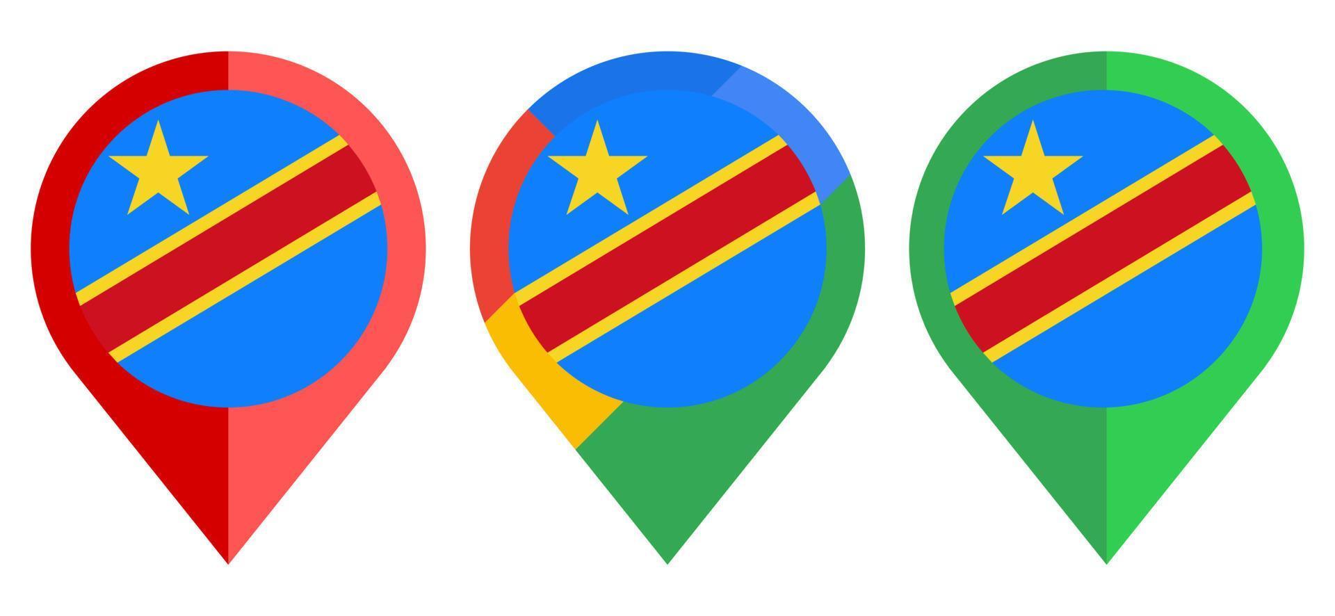 flat map marker icon with congo flag isolated on white background vector