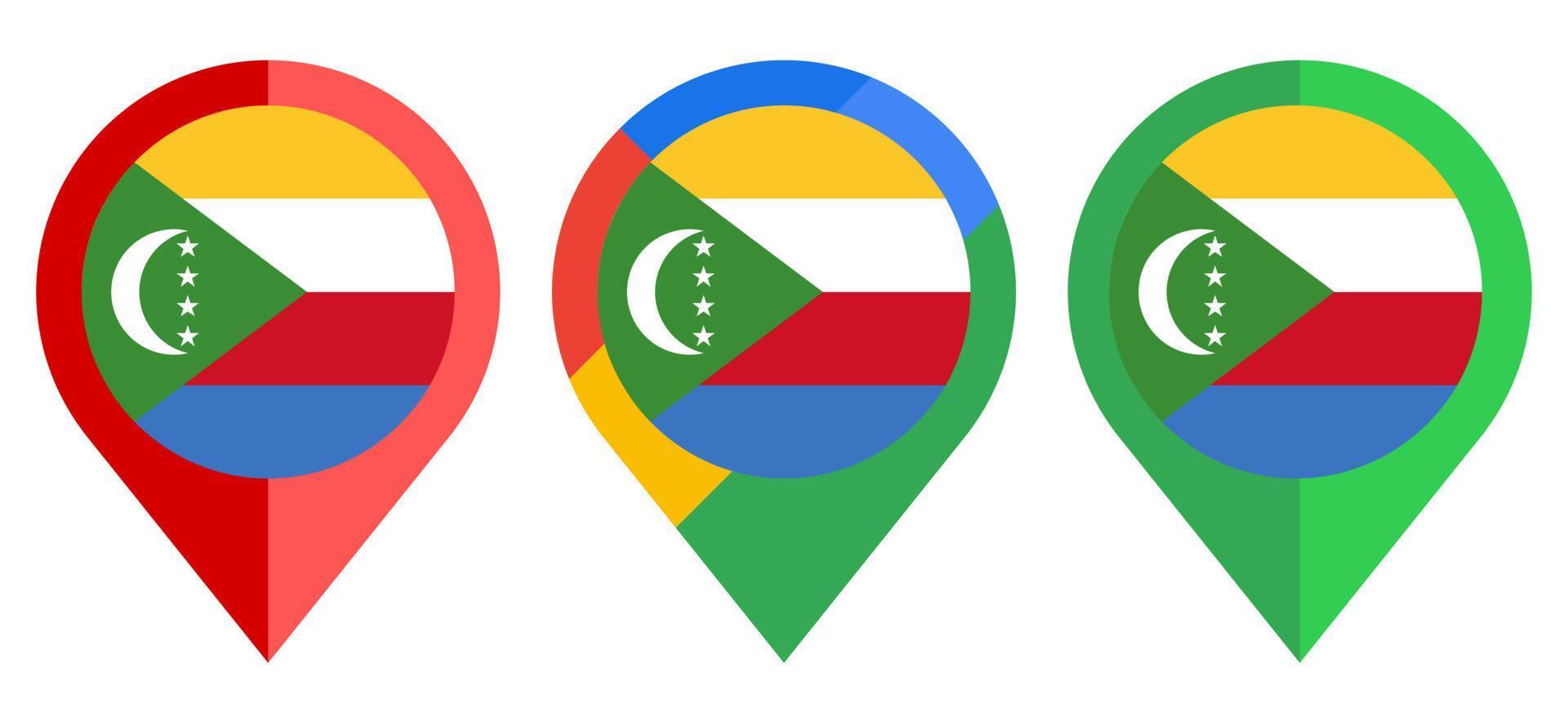 flat map marker icon with comoros flag isolated on white background vector