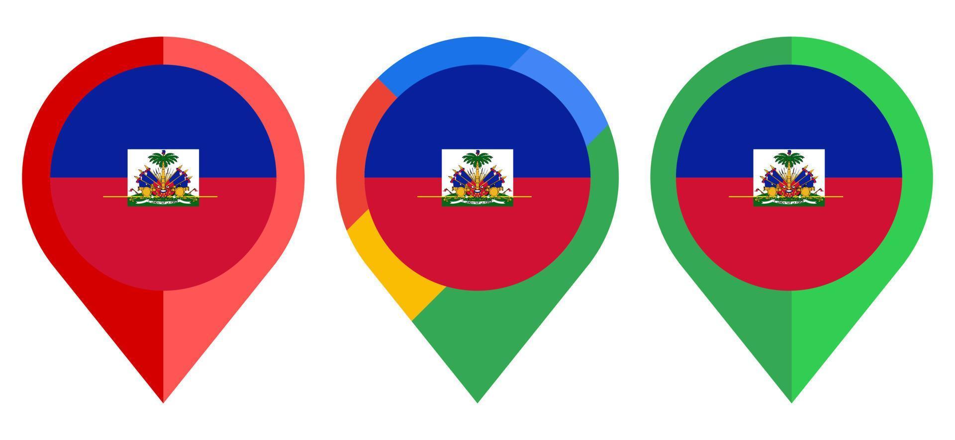 flat map marker icon with haiti flag isolated on white background vector