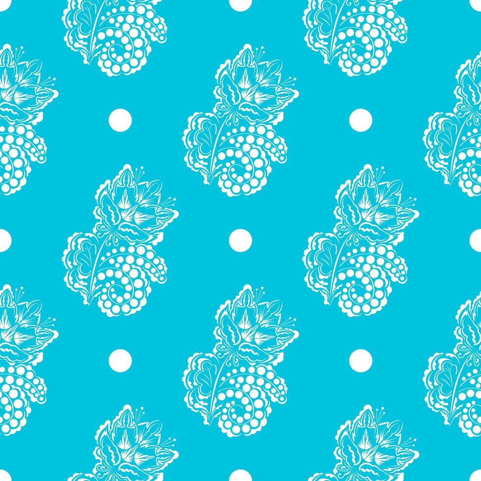 Seamless pattern with berries and polka dots on a blue background vector