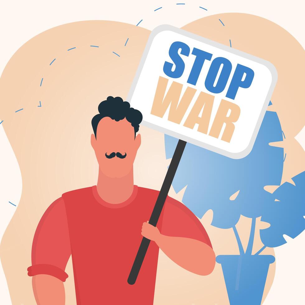 A man holding a stop war sign vector