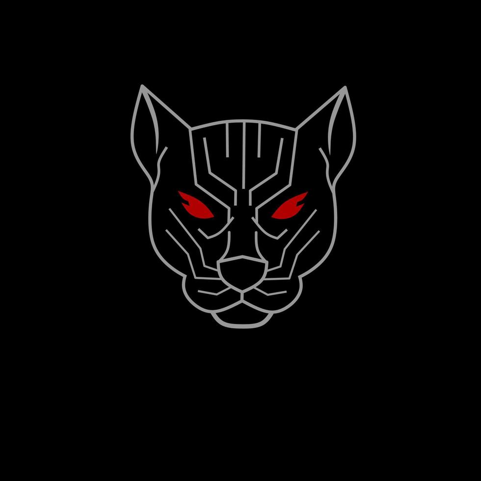 Illustration vector graphics of, template logo head panther with red eyes