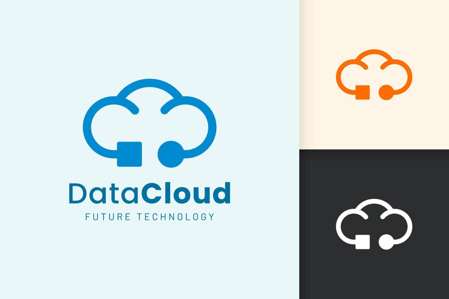 logotipo de nube o datos en estilo moderno con color azul vector