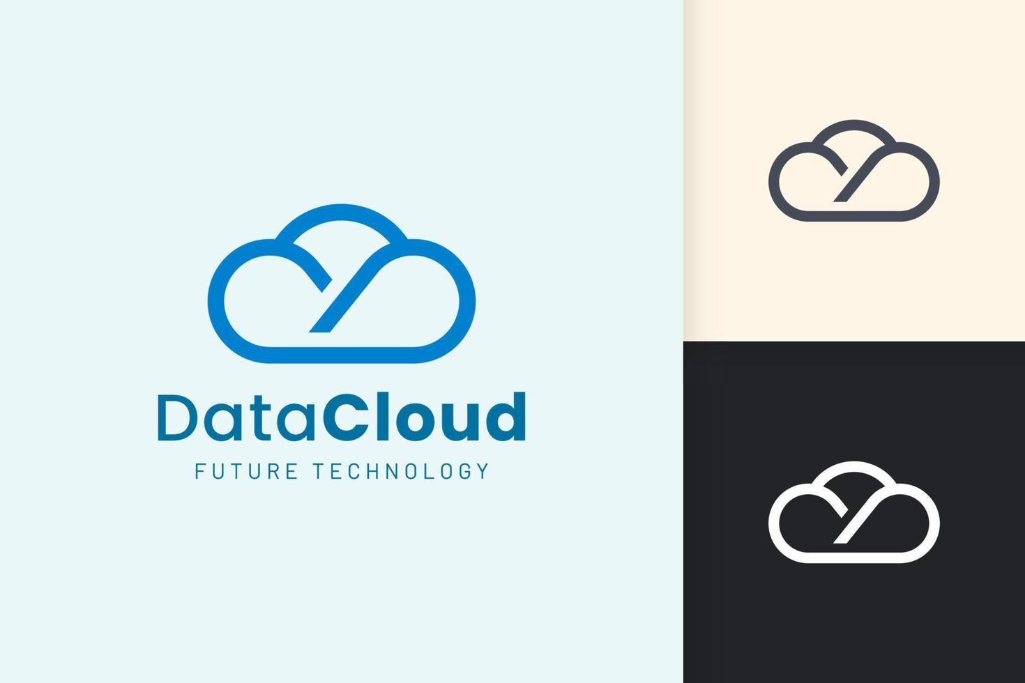 logotipo de nube o datos en estilo moderno con color azul vector