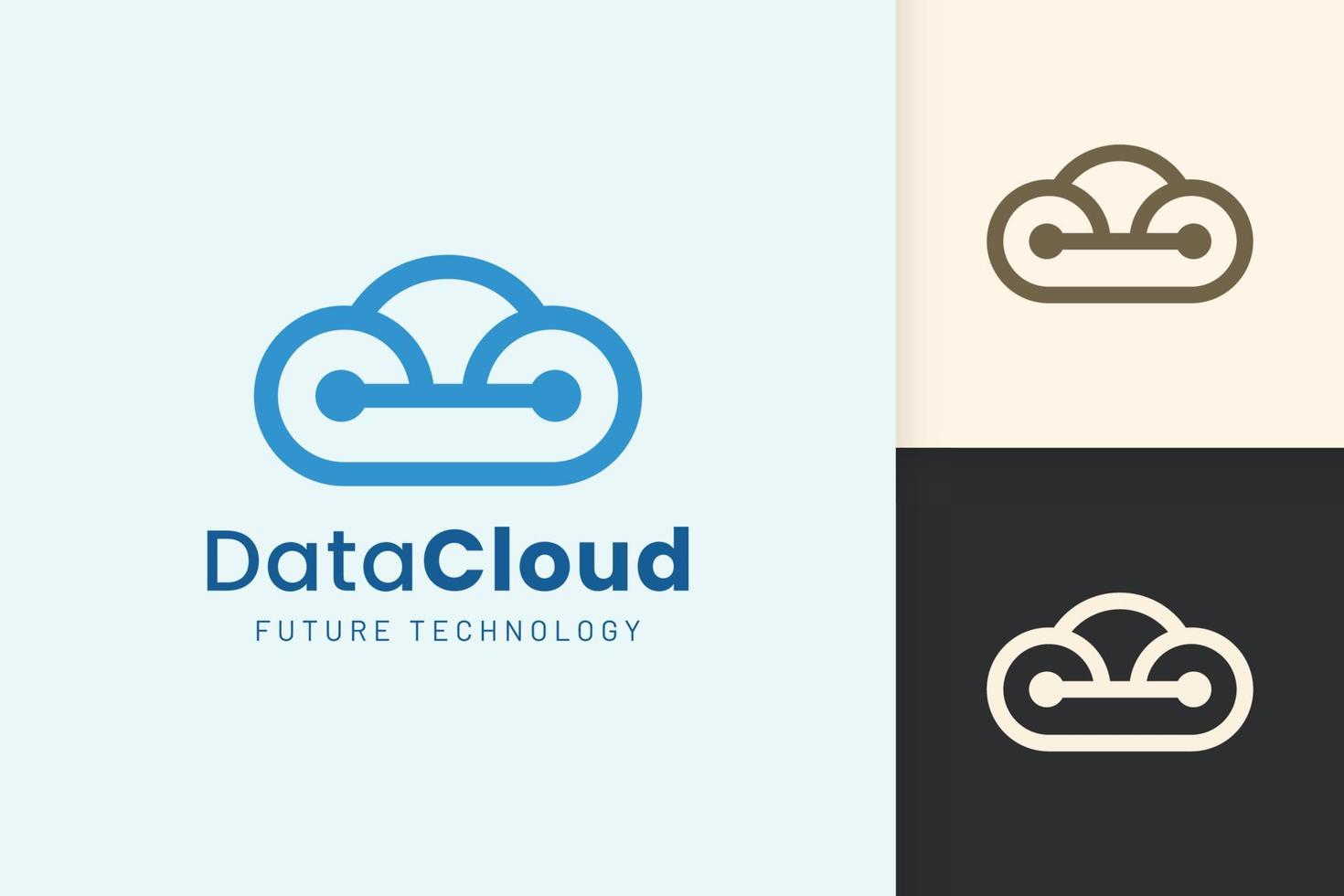 logotipo de nube o datos en estilo moderno con color azul vector