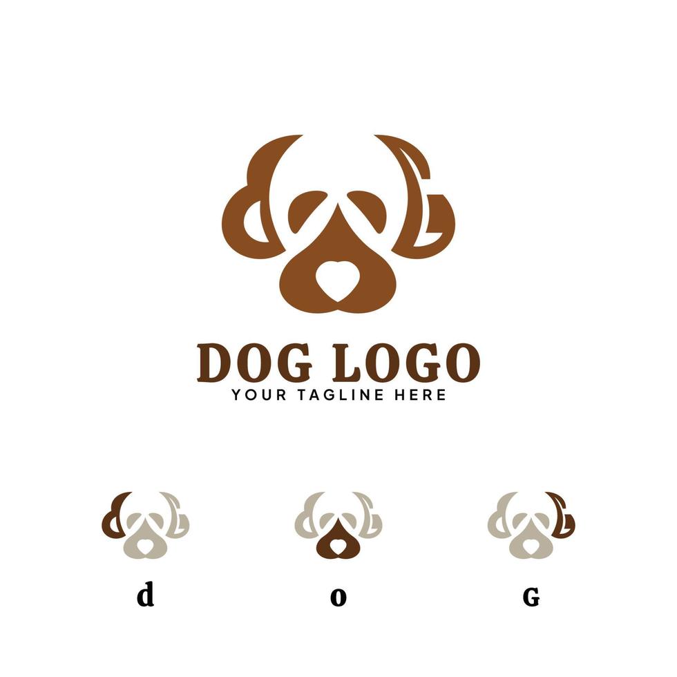 Abstract logo in the shape of a dog face, with the word dog vector