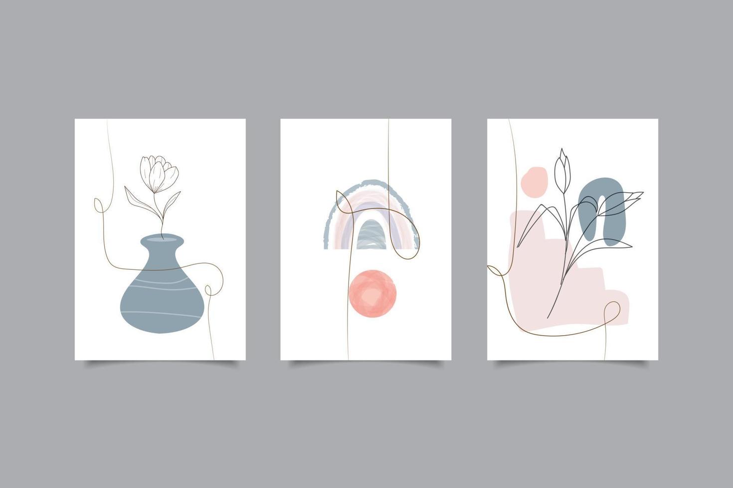 set of modern minimalist hand drawn art poster wall art collection vector