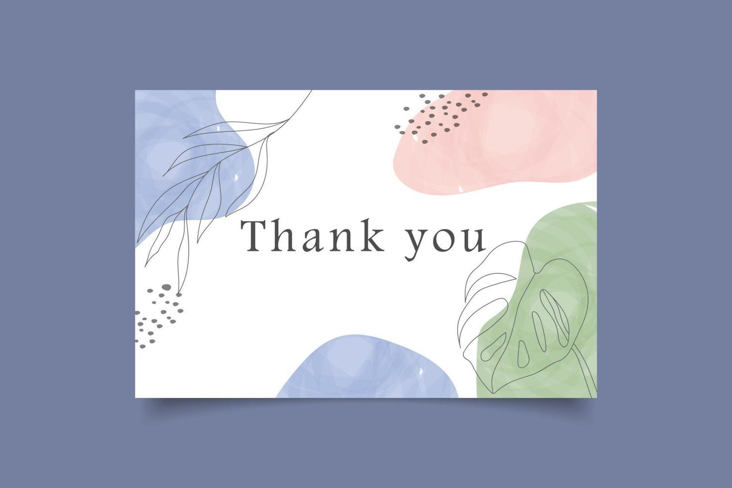 thank you card template with water color hand drawn design vector