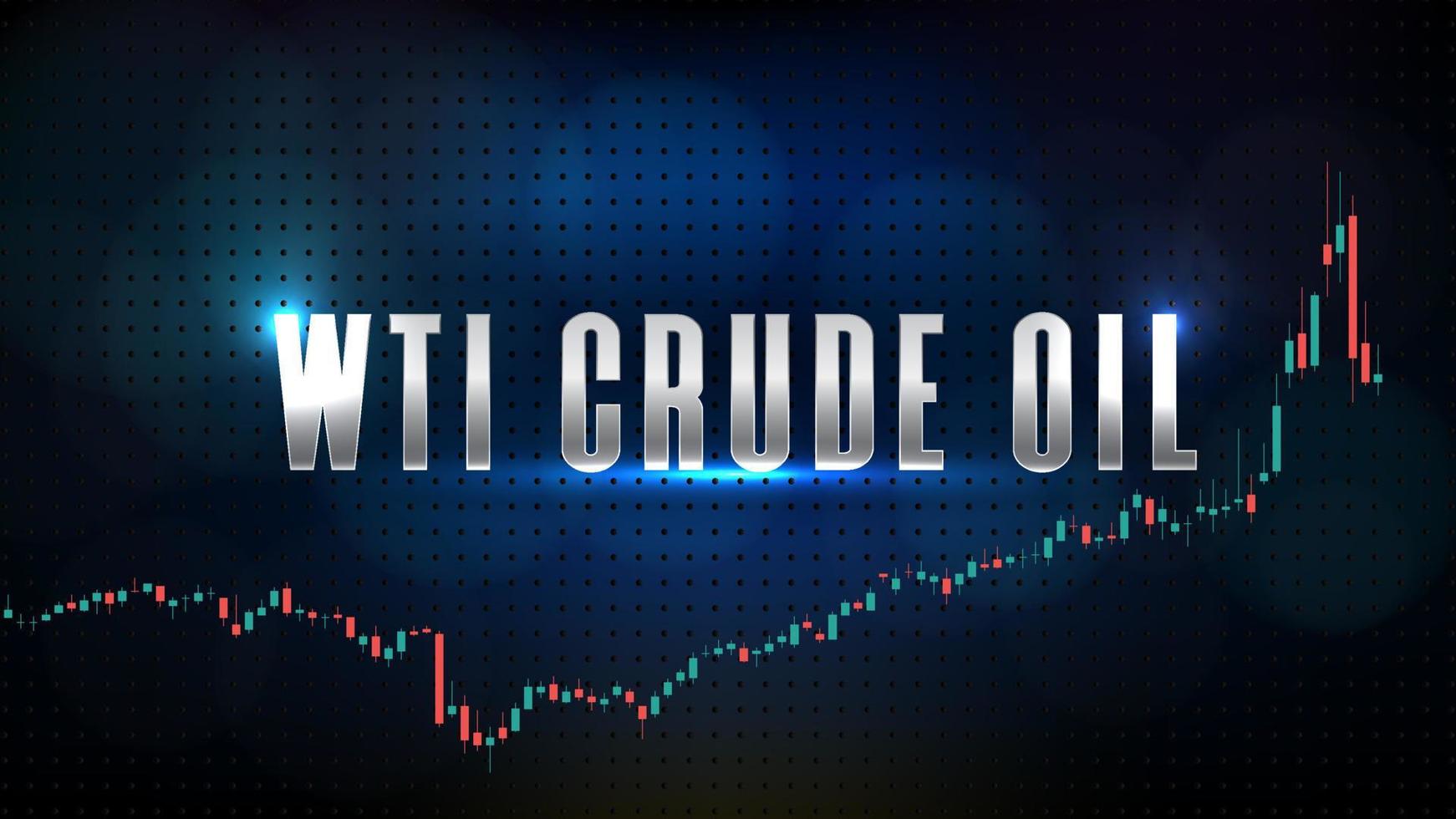 Fondo abstracto de comercio de bolsa de petróleo crudo wti azul y gráfico de mercado candelabro verde rojo vector