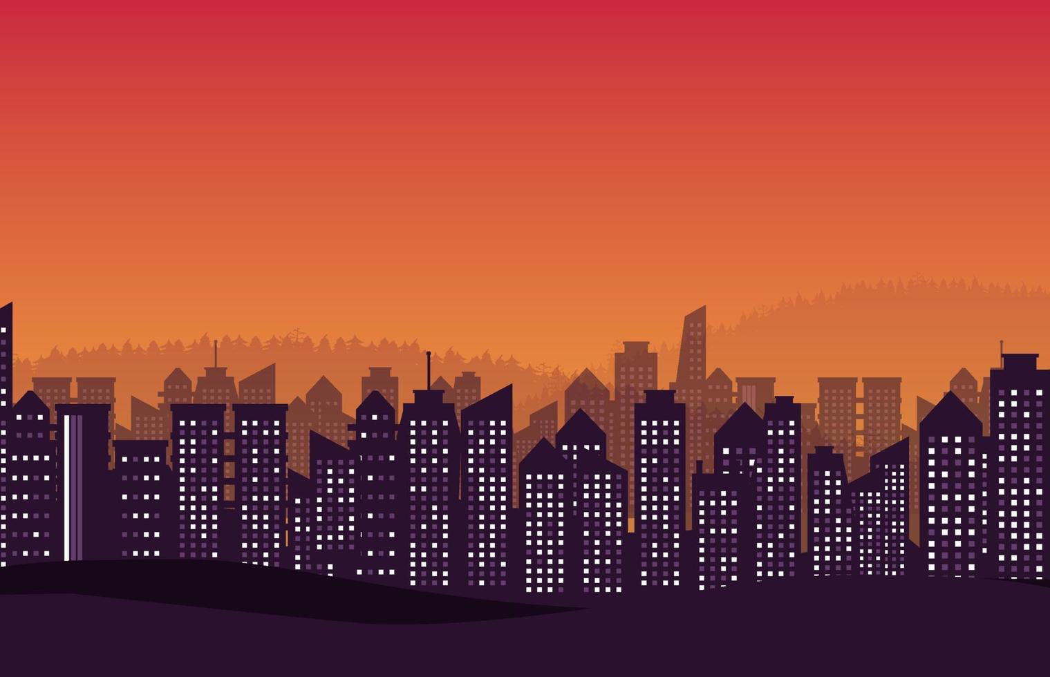 silhouette building city town on gradient background vector