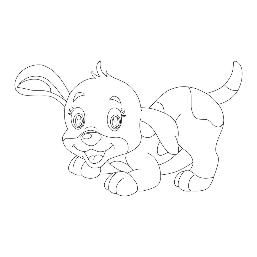 Cute Puppy Dog Outline Coloring Page for Kids Animal Coloring Page vector