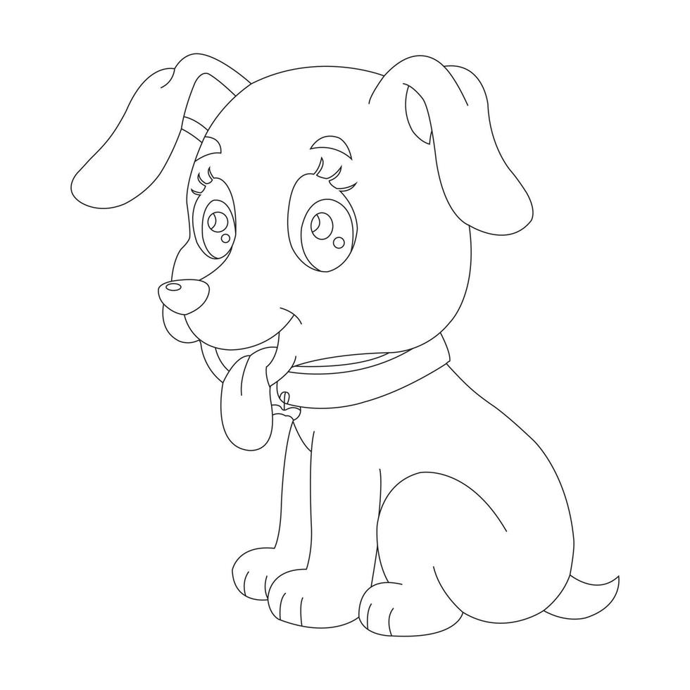 Cute Puppy Dog Outline Coloring Page for Kids Animal Coloring Page vector