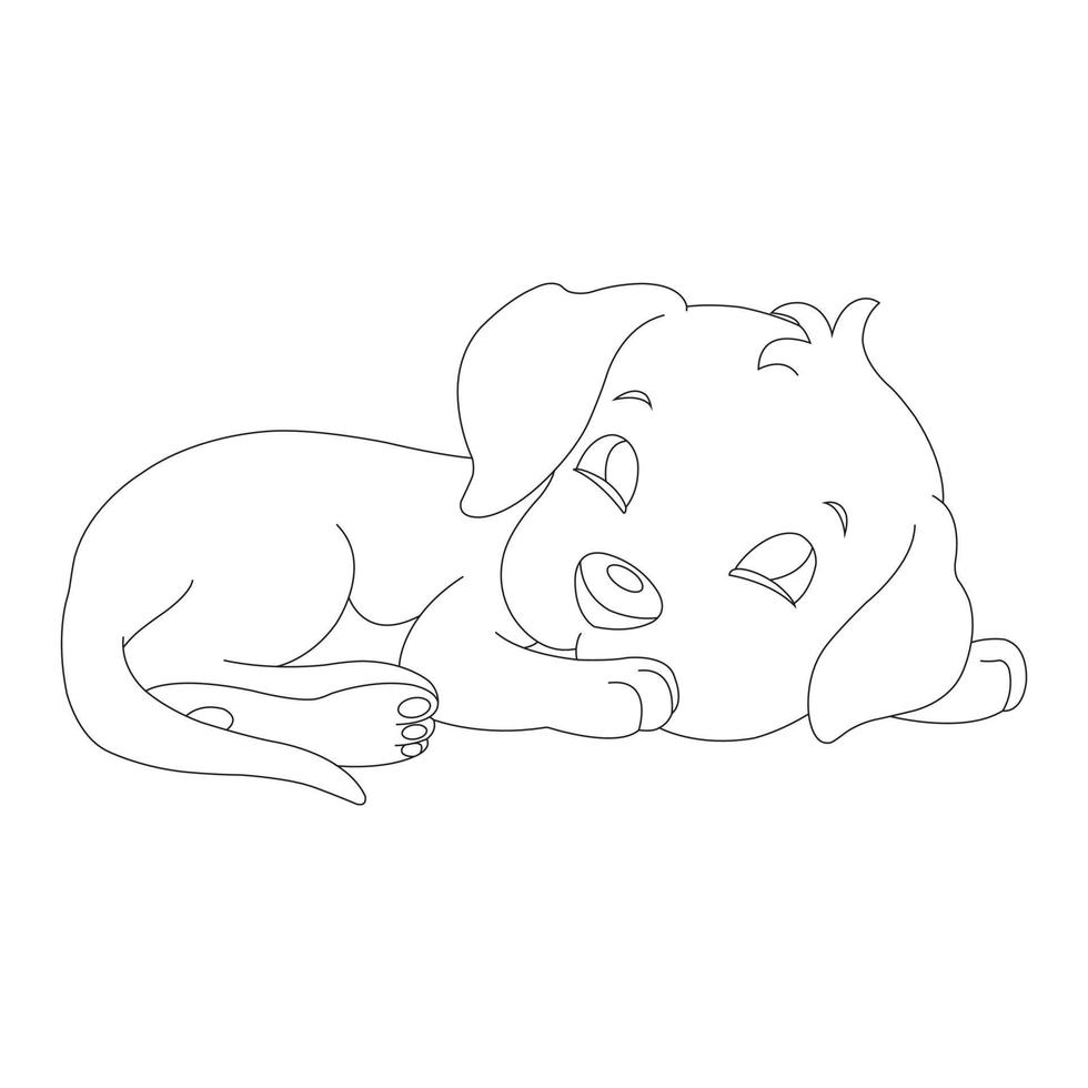 Cute Puppy Dog Outline Coloring Page for Kids Animal Coloring Page vector