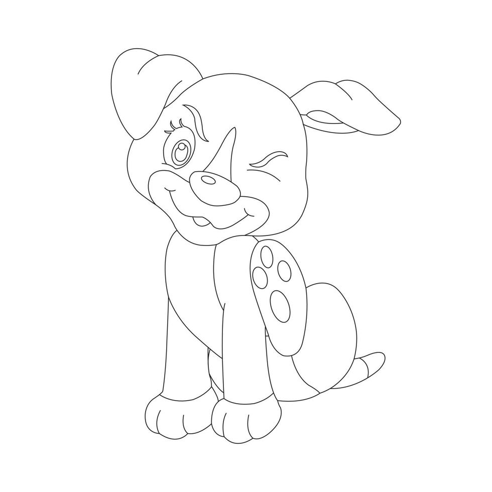 Cute Puppy Dog Outline Coloring Page for Kids Animal Coloring Page vector