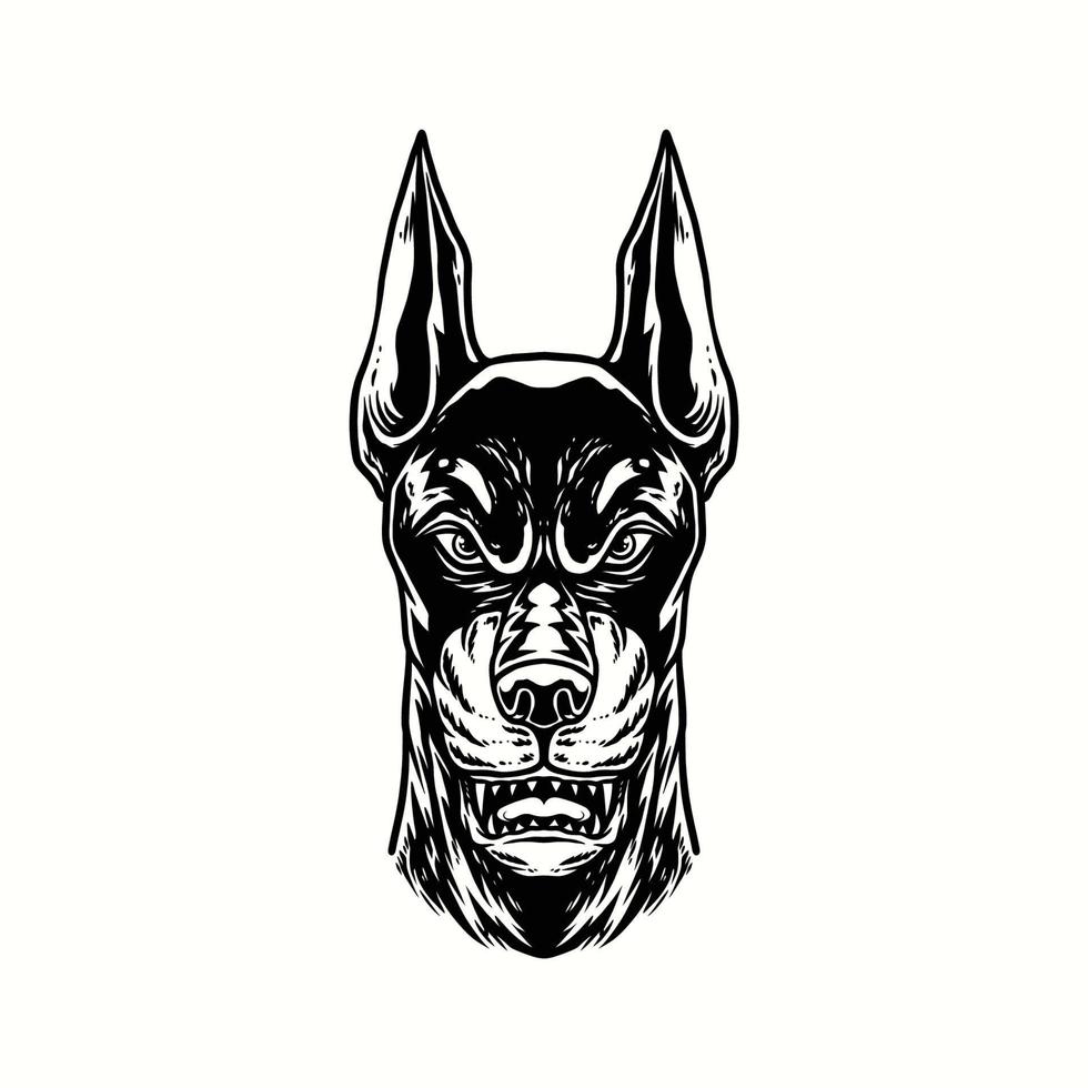 Logo illustration hand drawing doberman dog vintage vector