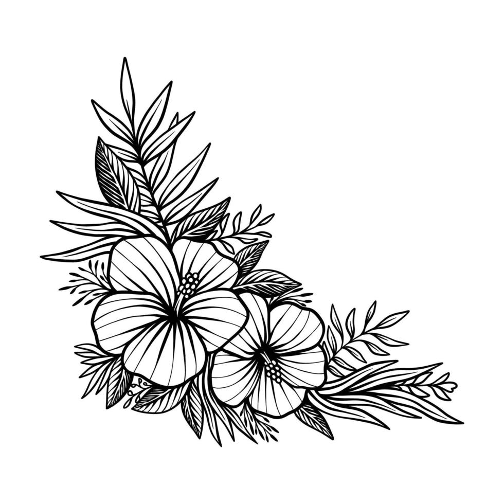 Hand drawing floral vintage illustration vector