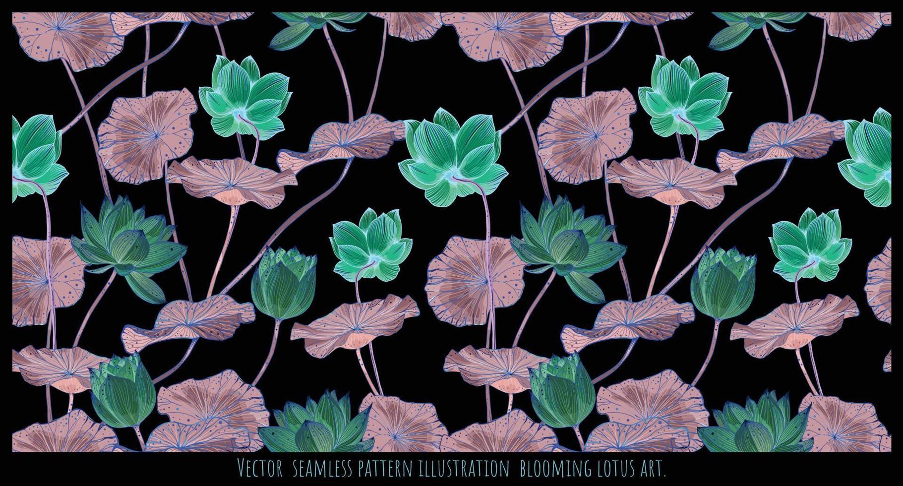 Vector  seamless pattern illustration  blooming lotus art