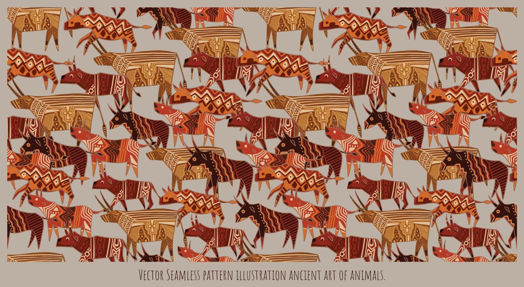 Vector Seamless pattern illustration ancient art of animals